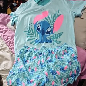 Disney Blue and Pink Stitch Pajama Set